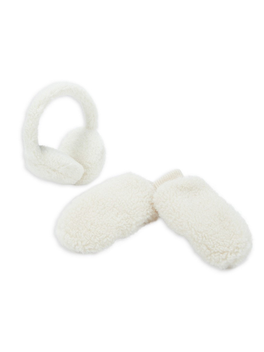 Surell Kid's 2-Piece Faux Shearling Ear Muffs & Mittens Set - Off White | Saks Fifth Avenue OFF 5TH