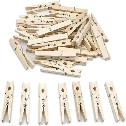 jijAcraft Wooden Clothespins 100 Pcs,Wooden Clips 2.8 x 0.5 inches,Clothespins Bulk Laundry Pins ... | Amazon (US)