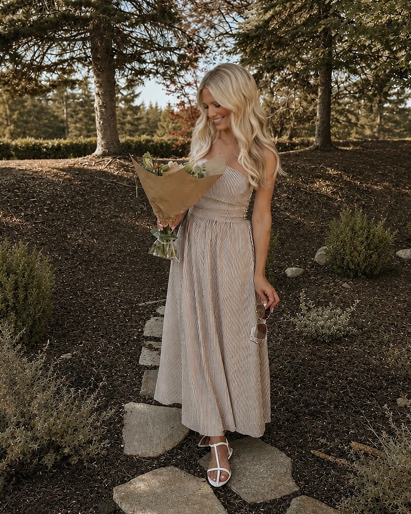 Looking for summer style that's both cute and comfy? Check out this gorgeous striped maxi dress and cute sandals! Perfect for a day out or lounging at home. #summerstyle #amazonfashion #maxidress #sandals #summervibes #thehillarystyle 

 #LTKootd #LTKSeasonal #LTKOver40