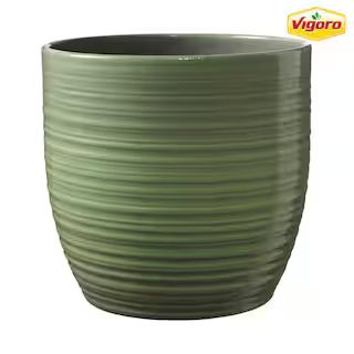 Vigoro Noelle 6.3 in. x 6.3 in. D x 5.9 in. H Small Green Textured Ceramic Pot 57104 - The Home D... | The Home Depot