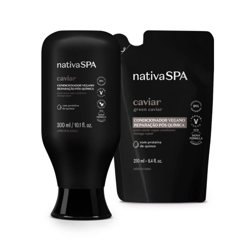 Combo Nativa Spa Caviar: Condicionador 300ml + Refil 250ml | oBoticario (BR)