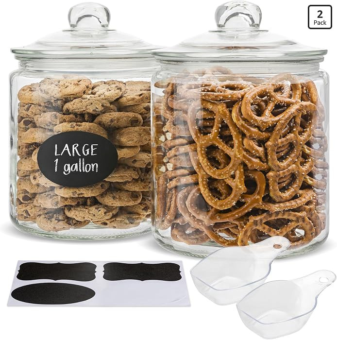KooK Glass Kitchen Jars, Food & Cookie Storage Containers for Pantry, Bathroom Apothecary Caniste... | Amazon (US)