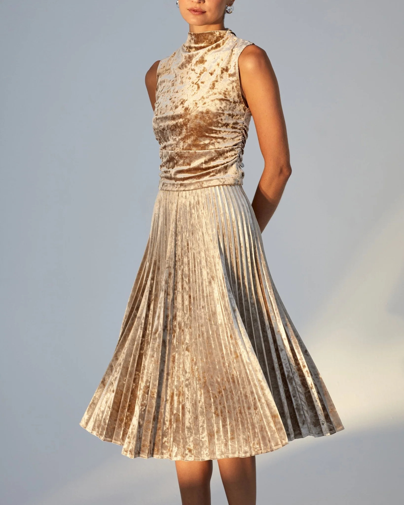 Sleeveless Shirred Top - Mocha Softee | Bella Dahl