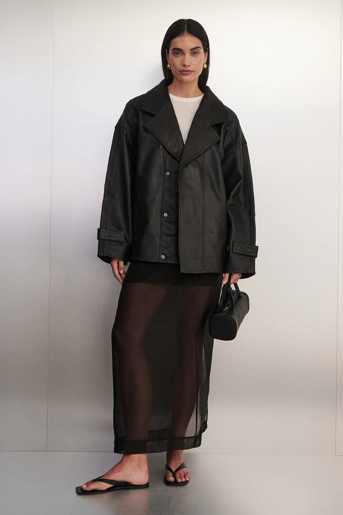 MARGOT BLACK OVERSIZED LEATHER JACKET | DISSH