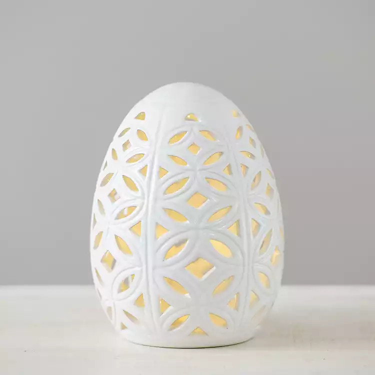 Pastel Ivory Pre-Lit Easter Egg Figurine | Kirkland's Home