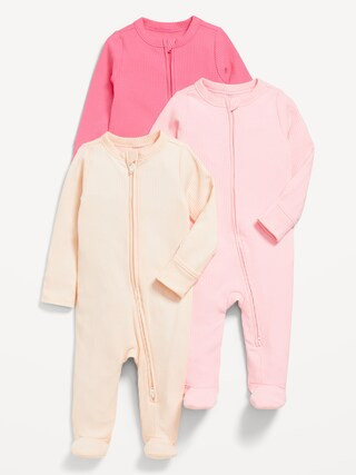 2-Way-Zip Sleep & Play Footed One-Piece 3-Pack for Baby | Old Navy (CA)