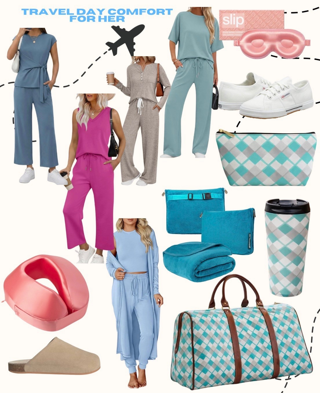 Look cute & be comfortable when you travel! Check out these comfy outfits & cute accessories! #travelday #traveloutfit 

#LTKOver40 #LTKdayinmylife #LTKTravel