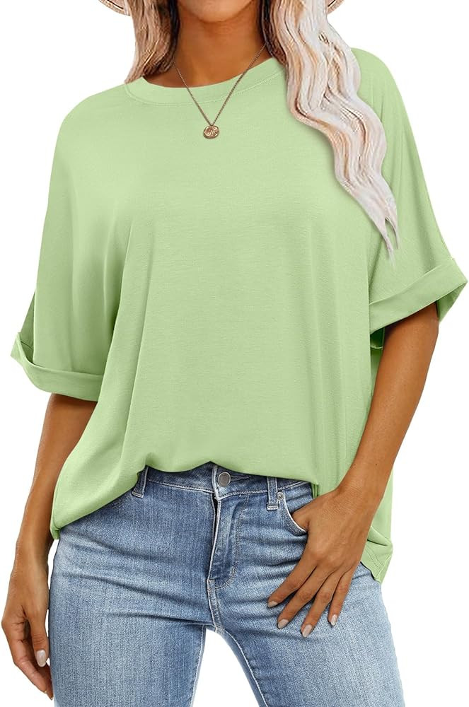 ANRABESS Women's Oversized T Shirts Short Sleeve Crewneck Summer Tops Casual Loose Basic Tee Shir... | Amazon (US)
