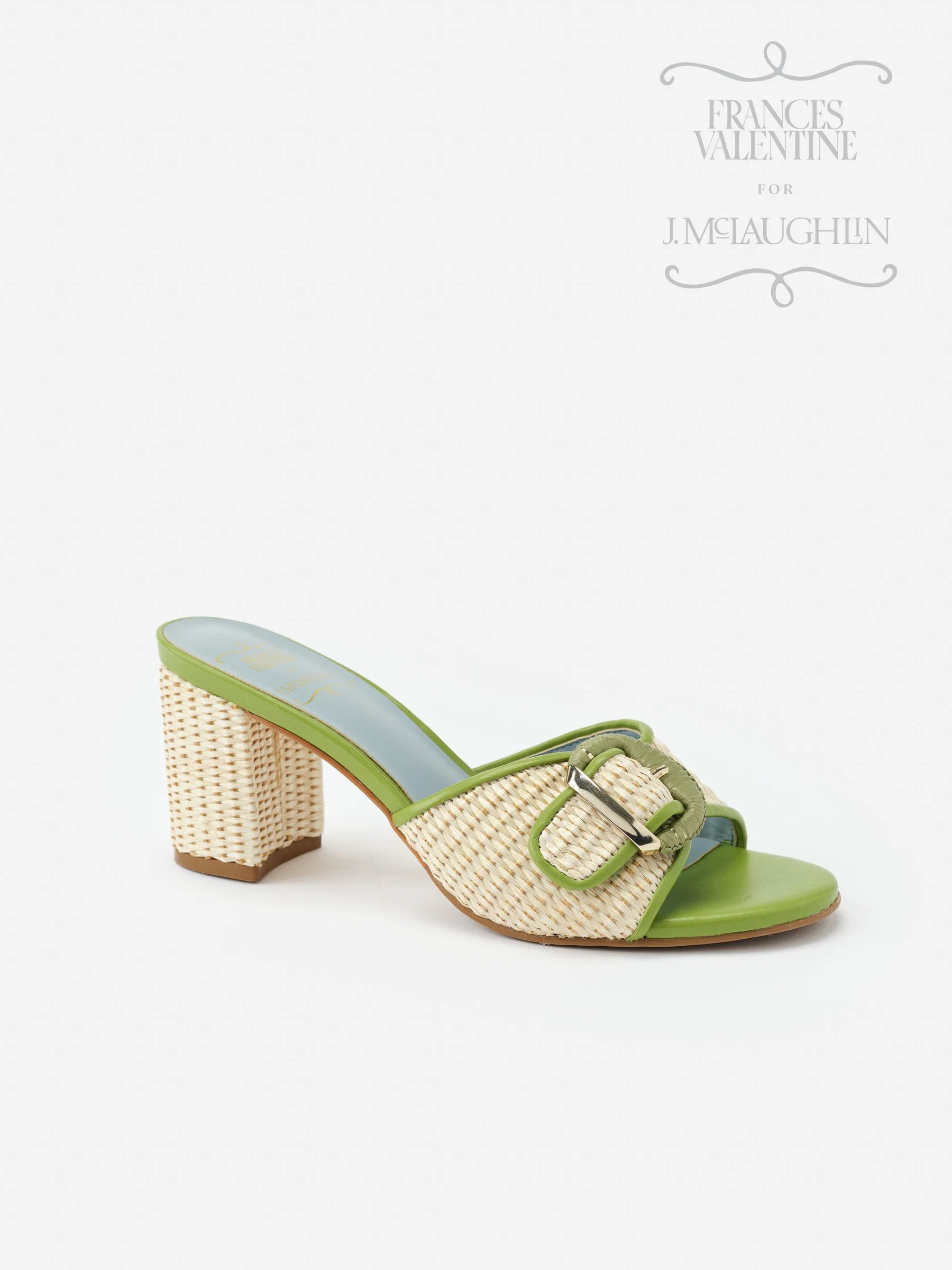 Natural/Green Solid Frances Valentine Taylor Heels | Women's Shoes | J.McLaughlin | J.McLaughlin
