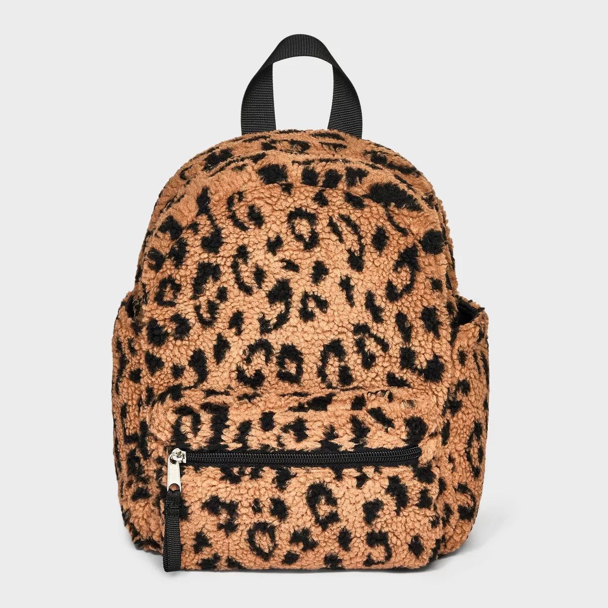 Girls' Printed Leopard Fleece 10.725" Mini Backpack - art class™ Black | Target