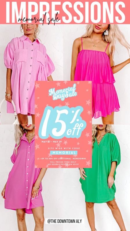 Impressions Memorial Sale 15% Off
MAY 27 - MAY 29
Site Wide with code: MEMORIAL
+ UP TO 80% OFF ADDITIONAL MARKDOWNS

#LTKstyletip #LTKSeasonal #LTKsalealert