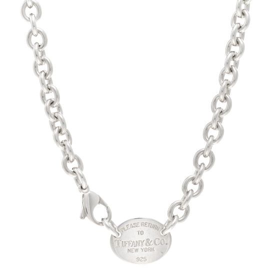 Sterling Silver Return to Tiffany Oval Tag Choker Necklace | FASHIONPHILE (US)