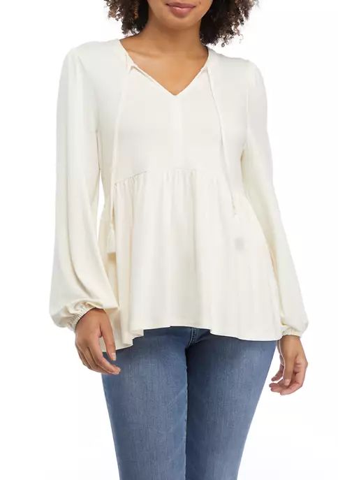 Women's Long Sleeve Julianna Crepe Peasant Shirt | Belk