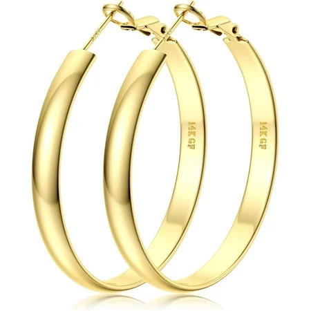 Bavsenic 14K Gold Hoop Earrings For Women,Large Gold Filled Hoops,Medium Hoop Earring,50mm/60mm/70mm | Walmart (US)