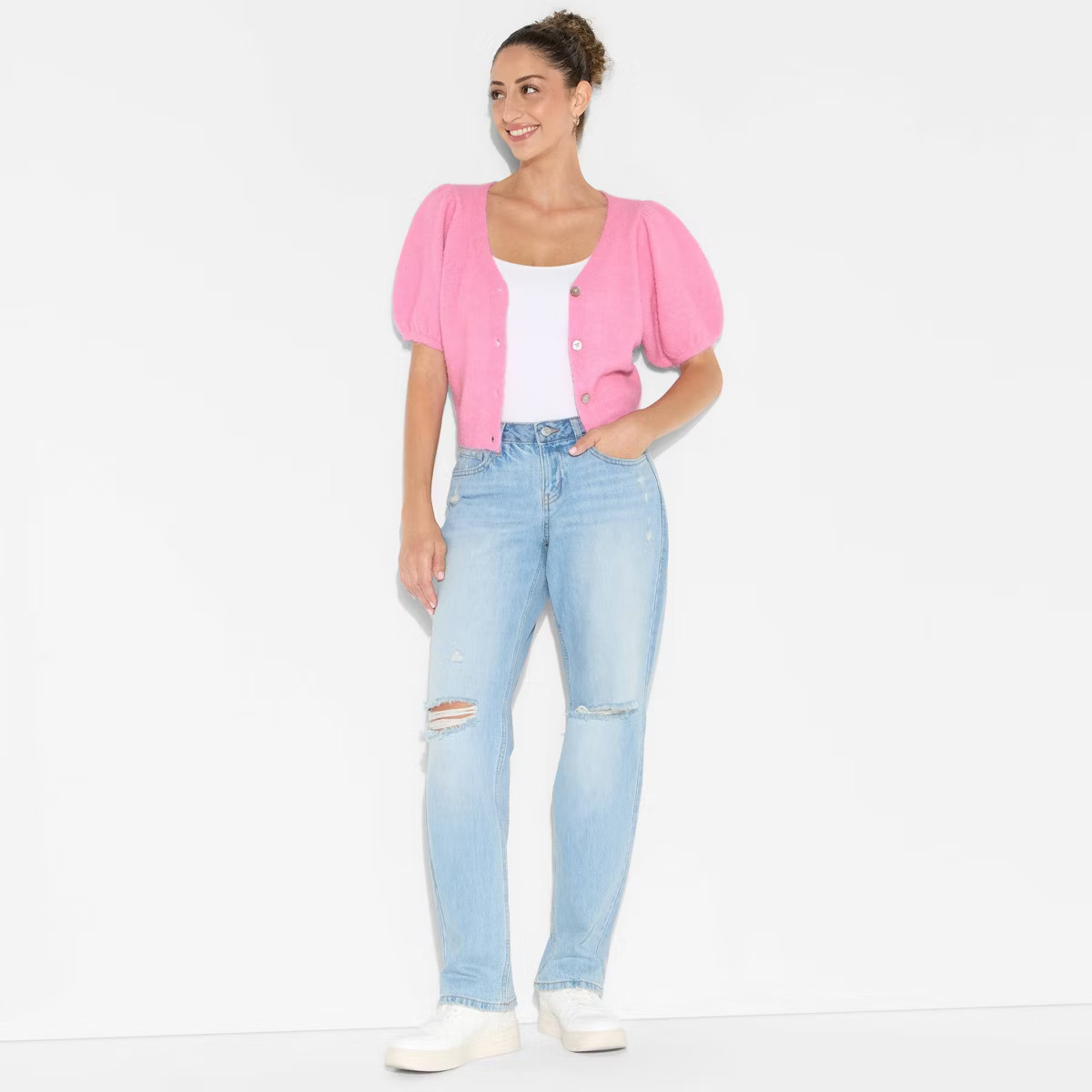 Women's Puff Short Sleeve V-Neck Cardigan - Wild Fable™ | Target