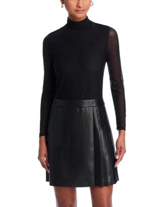 Chara Long Sleeve Mesh & Faux Leather Mini Dress | Bloomingdale's (US)