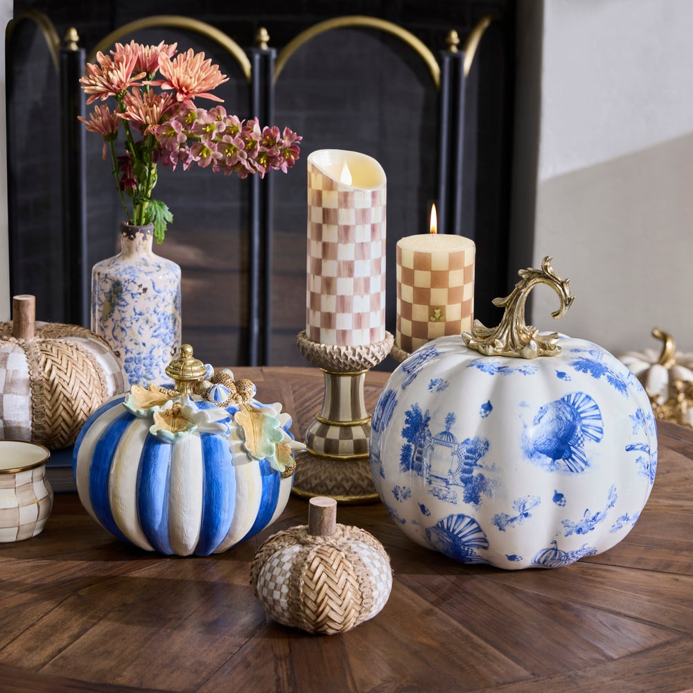 Mocha Check 4" Pillar Candle | MacKenzie-Childs