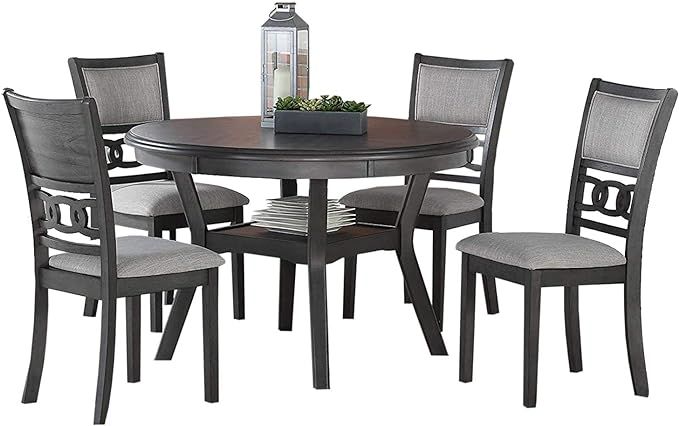 New Classic Furniture Gia 5-Piece Round Dining Table Set, 47-Inch, Gray | Amazon (US)