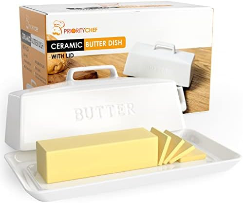 PriorityChef Ceramic Butter Dish with Lid for Countertop, Butter Keeper for Counter or Fridge, Cover | Amazon (US)