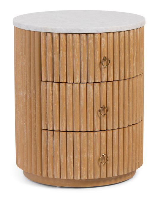 20x24 Round 3 Drawer Side Table With Marble Top | TJ Maxx