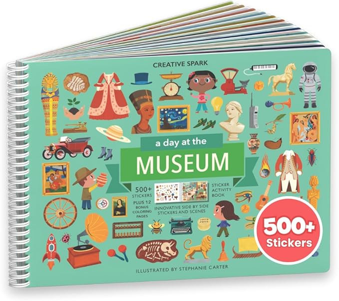 CUPKIN Sticker Book for Kids 2-4, 500+ Kids Stickers, A Day at The Museum 12 Coloring Pages 12 Si... | Amazon (US)