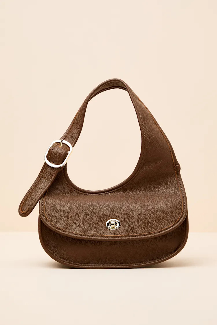 Banks Brown Pebbled Vegan Leather Crescent Bag | Lulus