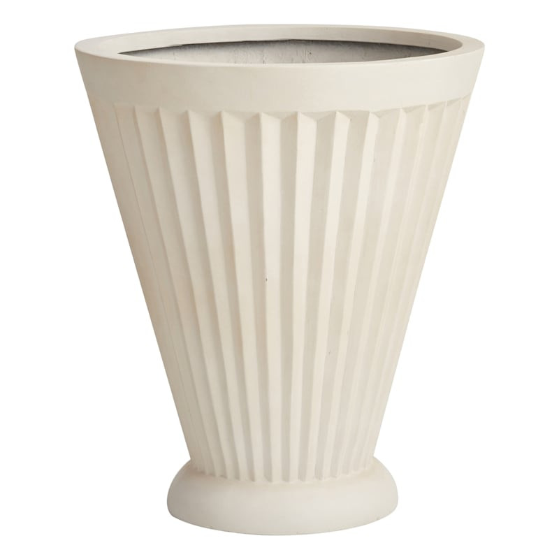 White Fluted Florence Outdoor Planter, Medium | At Home
