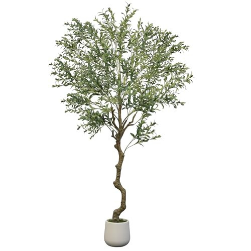 SereneLush 7FT Fake Olive Tree, Tall Faux Olive Tree with White Planter, Large Artificial Indoor Plant with Lifelike Olives & Realistic Wood Trunk for Home or Office Decor | Amazon (US)