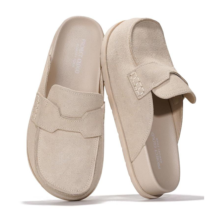Project Cloud Genuine Suede Womens Clog - Memory Foam Arch Support Non-Slip Sole Mules & Clogs fo... | Amazon (US)