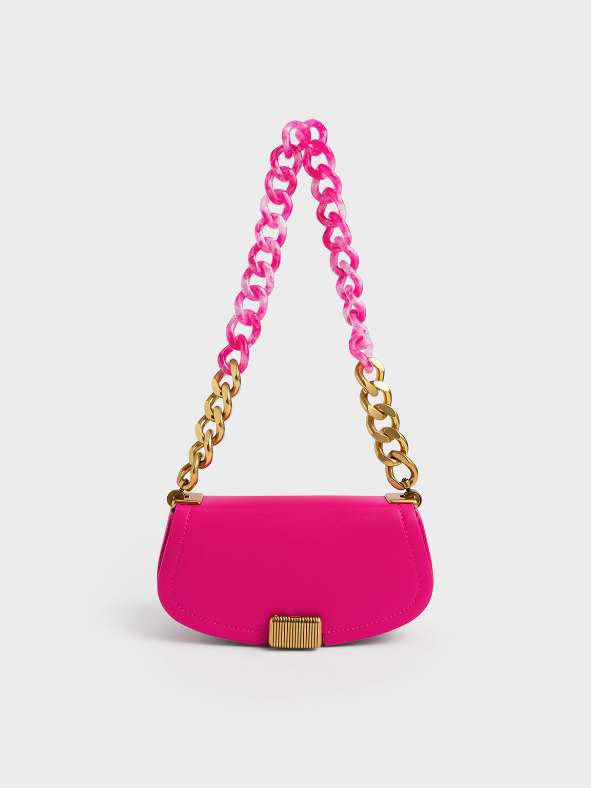 Fuchsia Sonnet Two-Tone Chain Handle Shoulder Bag | CHARLES &amp; KEITH | Charles & Keith US