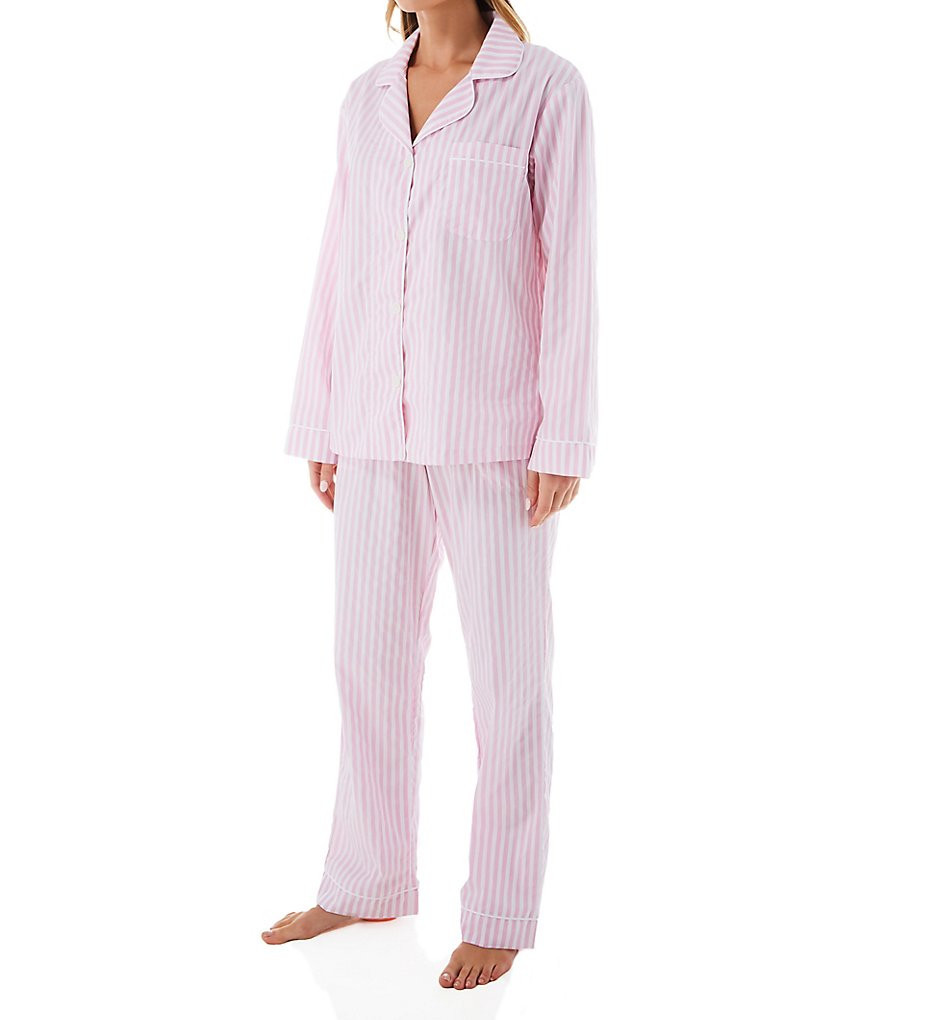 BedHead Pajamas Women's 3D Stripe Long Sleeve Classic PJ Set in Pink | Size Large | HerRoom.com | HerRoom