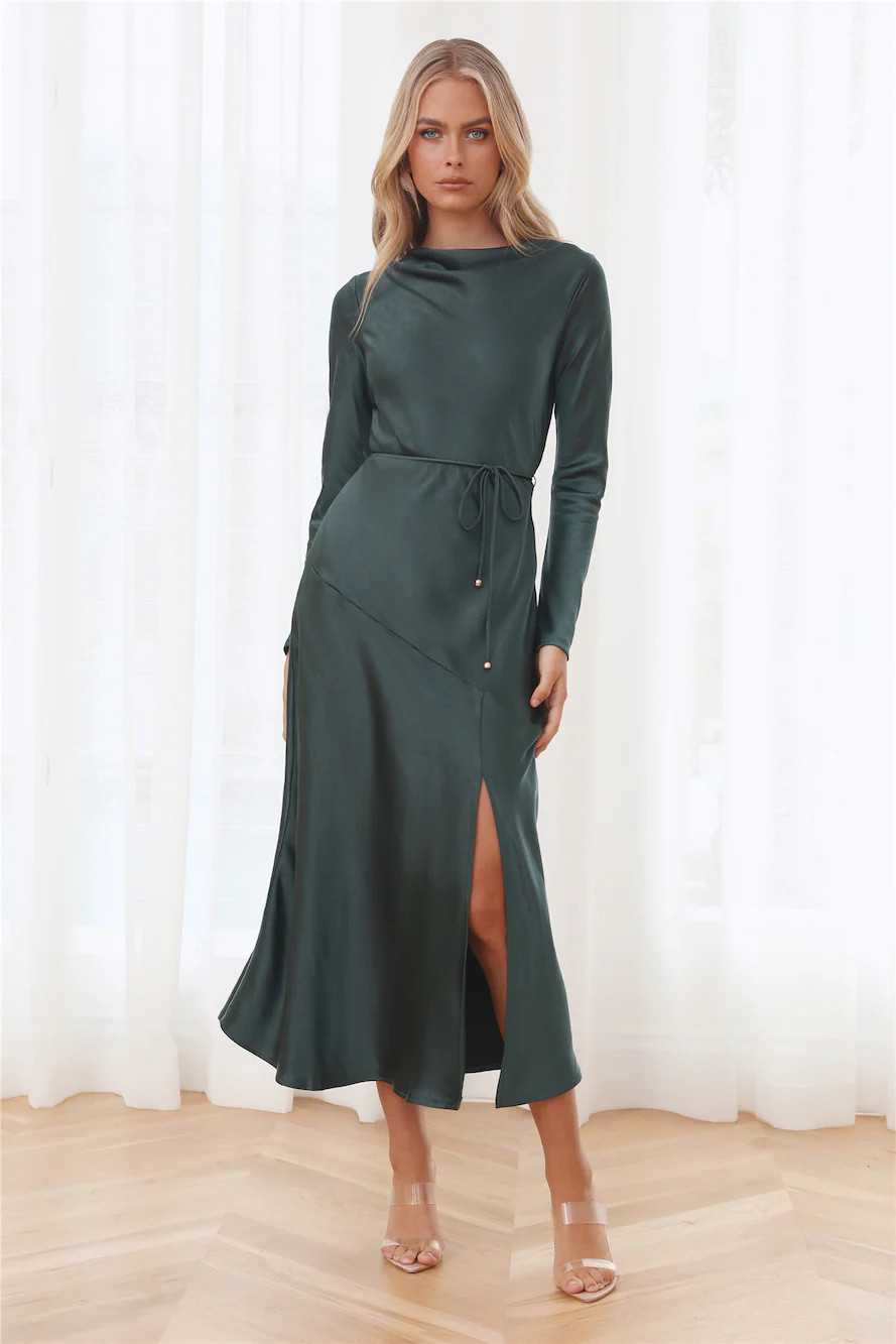 Luxury Invitation Satin Maxi Dress Forest Green | Hello Molly (US)