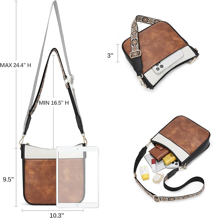 BOSTANTEN Crossbody Bags for Women Trendy Vegan Leather Hobo Purses Shoulder Handbags With Wide S... | Amazon (US)