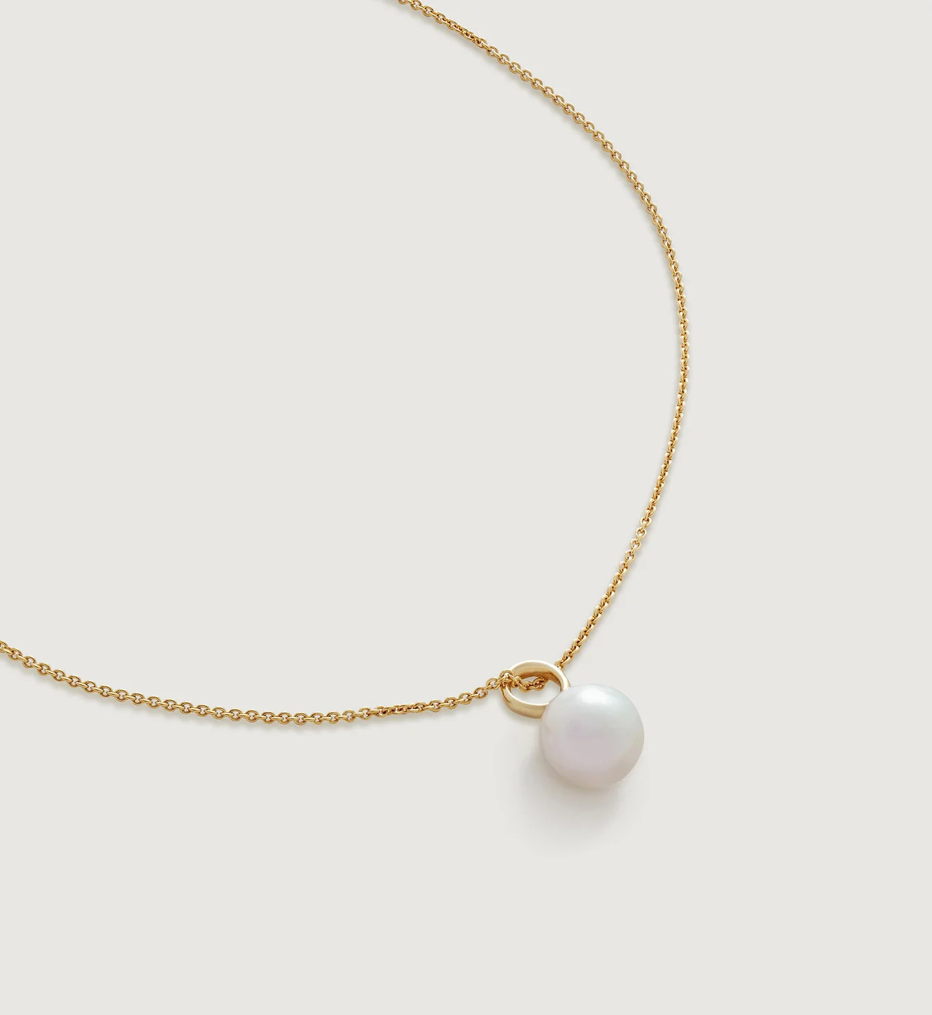 Nura Round Pearl Fine Chain Necklace | Monica Vinader (Global)