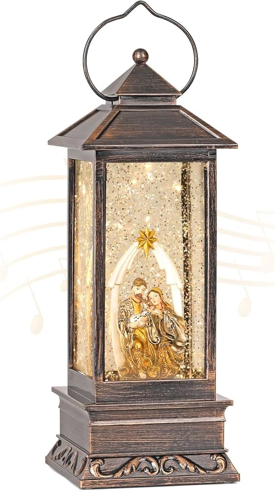 12 Inch Nativity Snow Globe Christmas with Music, Christmas Glitter Lantern, Christmas Decoration... | Amazon (US)