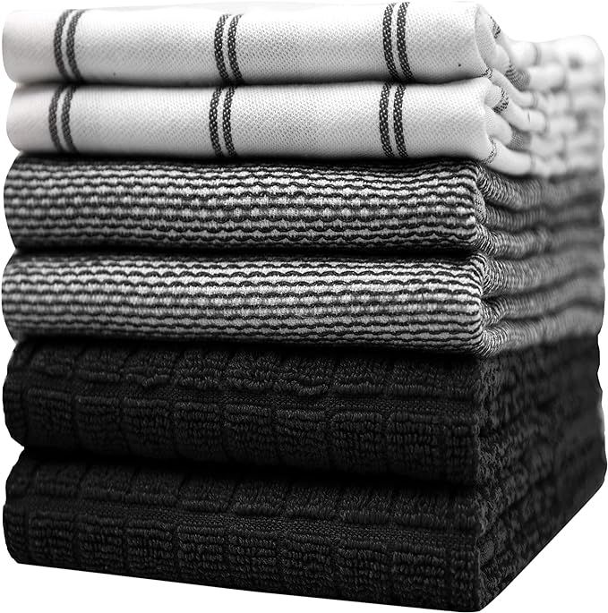 Premium Kitchen Towels (20”x 28”, 6 Pack) | Large Cotton Hand Towels | Flat & Terry Dish Towe... | Amazon (US)