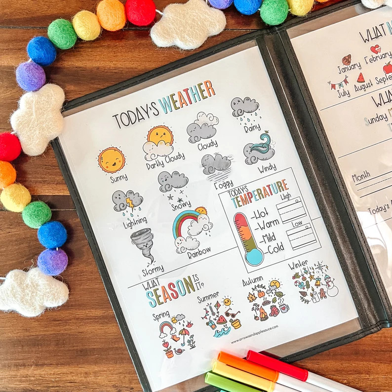 Morning Menu, EDITABLE Printable Calendar Time Activities, Educational Daily Weather, Date and Ti... | Etsy (US)
