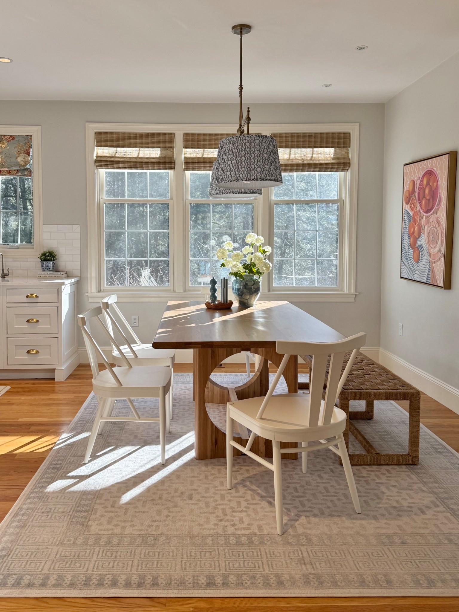 Kitchen nook, dining bench, dining table, kitchen rug, woven wood shades, dining chairs

#LTKSaleAlert #LTKHome #LTKSpringSale