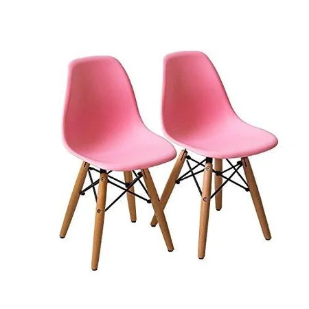 Mid-Century Modern Eiffel Style Kids Dining Chair with Wood Legs - Pink (Set of Two) | Walmart (US)