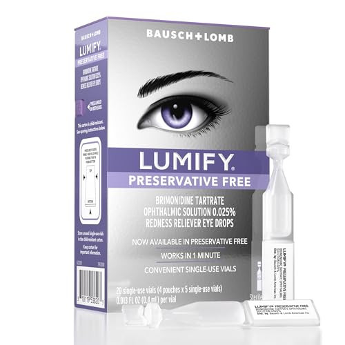 LUMIFY Preservative Free Eye Drops for Red Eyes, Redness Reliever for Sensitive Eye, Brighter and Whiter Looking Eyes, Works in 1 Minute & Lasts Up to 8 Hours, 20 Single-Use Vials | Amazon (US)