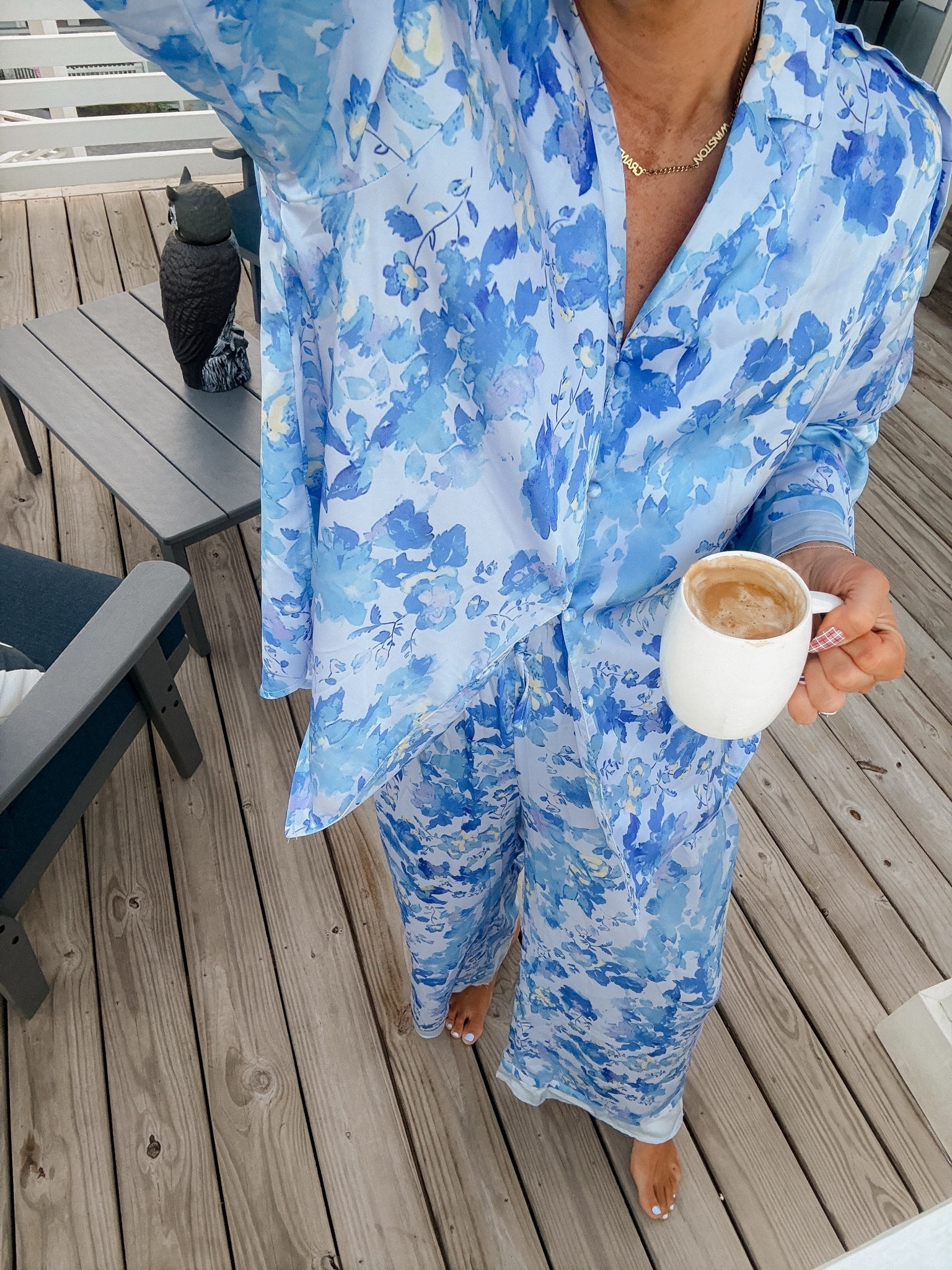 Satin Amazon pj’s giving free people 
Wearing the XL

#LTKootd #LTKOver40 #LTKMidsize