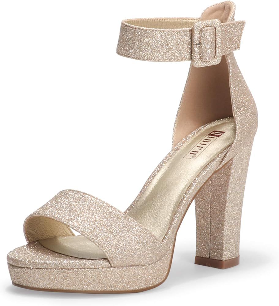 IDIFU Women's IN4 Sabrina Platform Chunky High Heels Ankle Strap Heeled Sandals Wedding Party Dress  | Amazon (US)