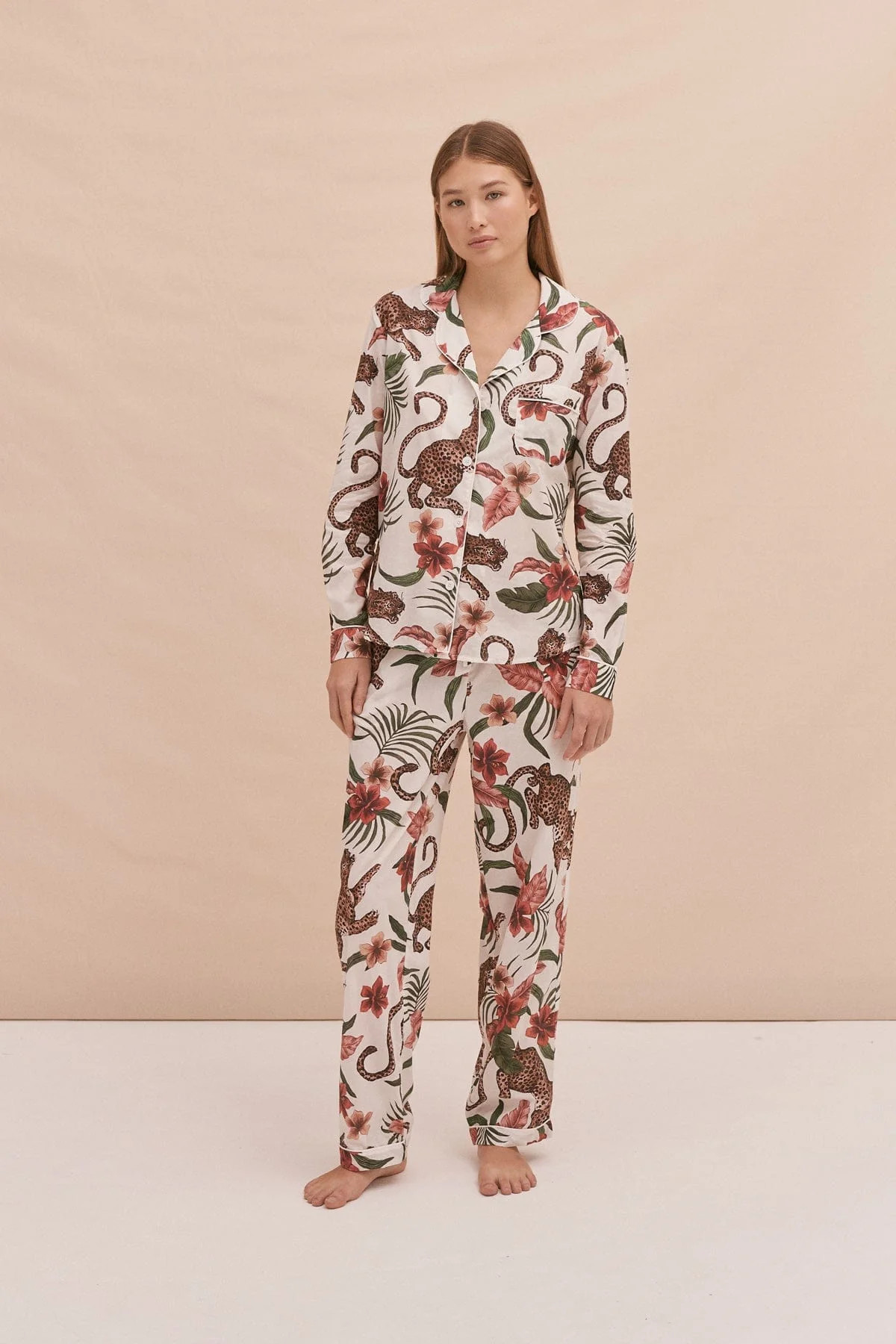 Long Pyjama Set Soleia Print Cream | Desmond & Dempsey