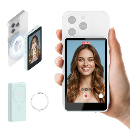 SYNCO XView Selfie Monitor Screen for iPhone 17 Series & Android, Wireless 4K/1080p Magnetic Vlog Back Camera Monitor with 164FT Range, Built-in Speaker for YouTube TikTok Live Streaming Photo(Blue) | Amazon (US)