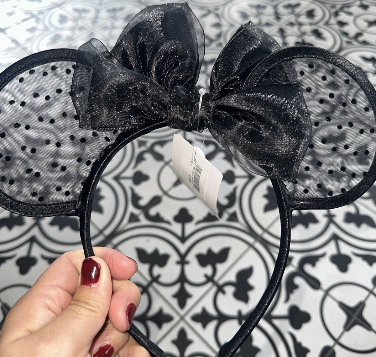 Tokyo Disney Resort Mickey/ Minnie Ears Lace Polka Dots Ribbon Black Ships F/CA | eBay | eBay US
