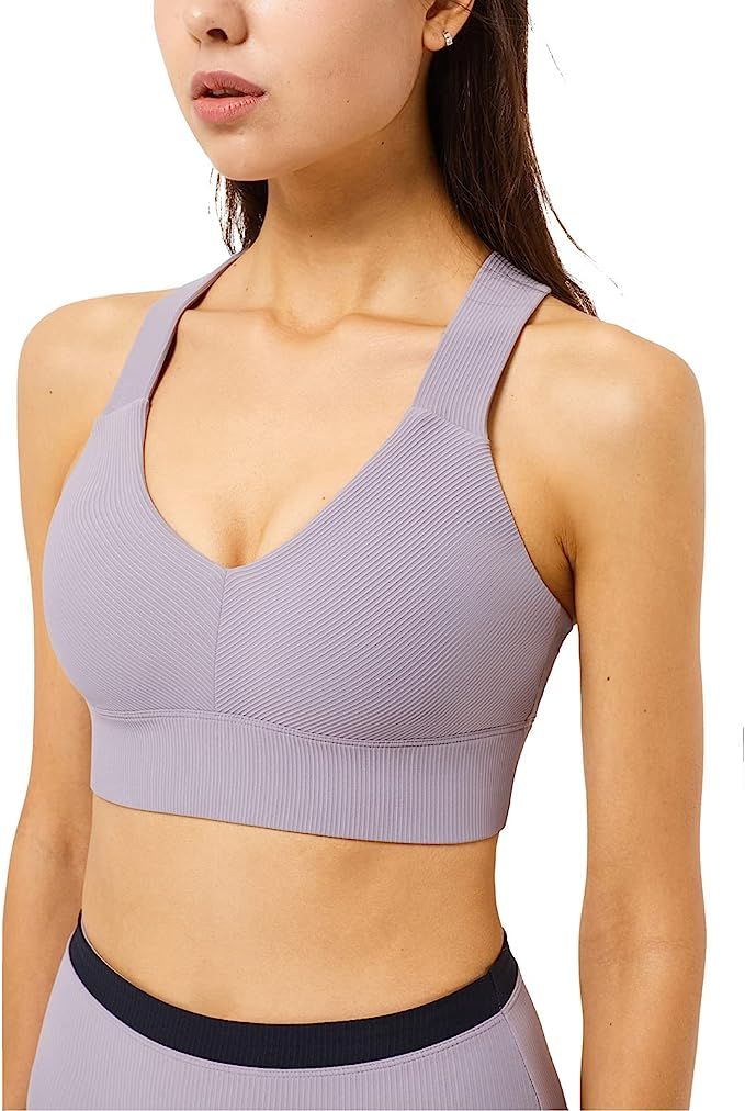 altiland High Impact Supportive Sports Bras for Women, V Neck Padded Workout Yoga Fitness Running... | Amazon (US)