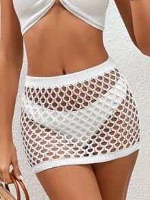 Hollow Out Cover Up Skirt Without Bikini SKU: sw2211155228855252(100+ Reviews)$5.49Make 4 payment... | SHEIN