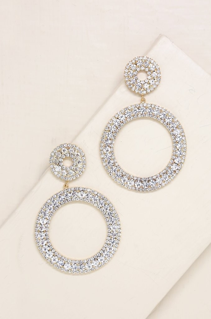 Double Crystal Statement 18k Gold Plated Hoop Earrings | Ettika