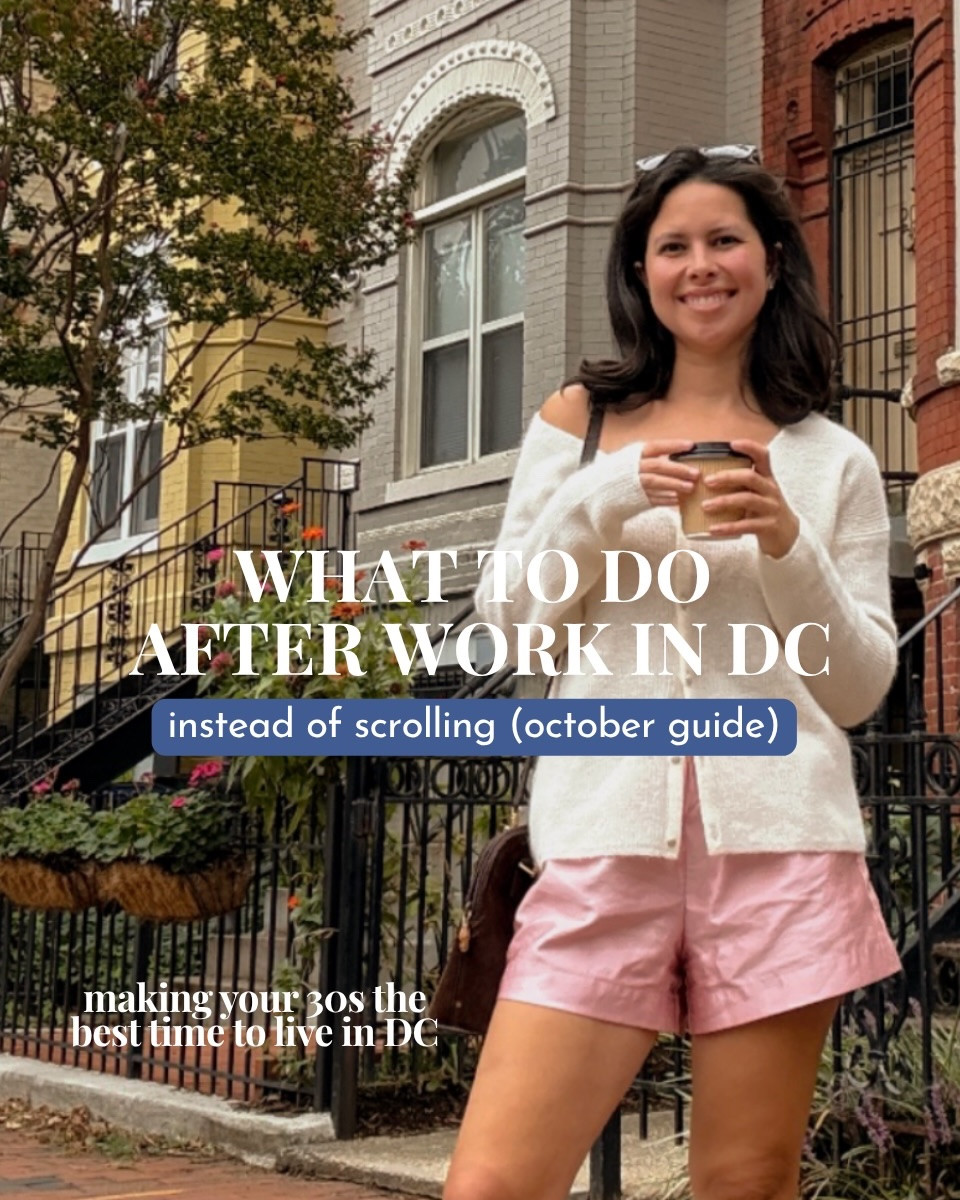 Your after-work anti doomscrolling era in DC starts now. 

If you’ve been defaulting to the couch after 5pm, this one’s for you. I rounded up the best things to do in DC that are actually doable on a weeknight. 

We’re talking: 
classes to learn the thing you said you’ve always wanted to learn and 🏛️ museums open until 8 (and exactly where to walk after) plus 21+ events to celebrate Halloween in museums which is such a classic DC experience 

Save this for the next time someone asks “what should we do tonight?” or honestly, just for yourself 

things to do in dc after work · dc happy hour guide · what to do in dc in your 30s · dc local guide · washington dc things to do · dc restaurants to try · living in Washington DC