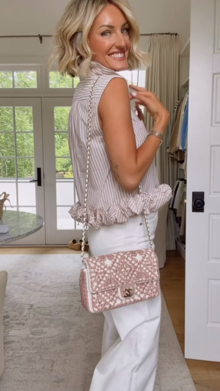 Love that this look could be worn as workwear or an elevated spring outfit! Wearing XS/4. Loverly Grey, Anthropologie, Target, white jeans outfit, white denim outfit

#LTKootd #LTKSeasonal